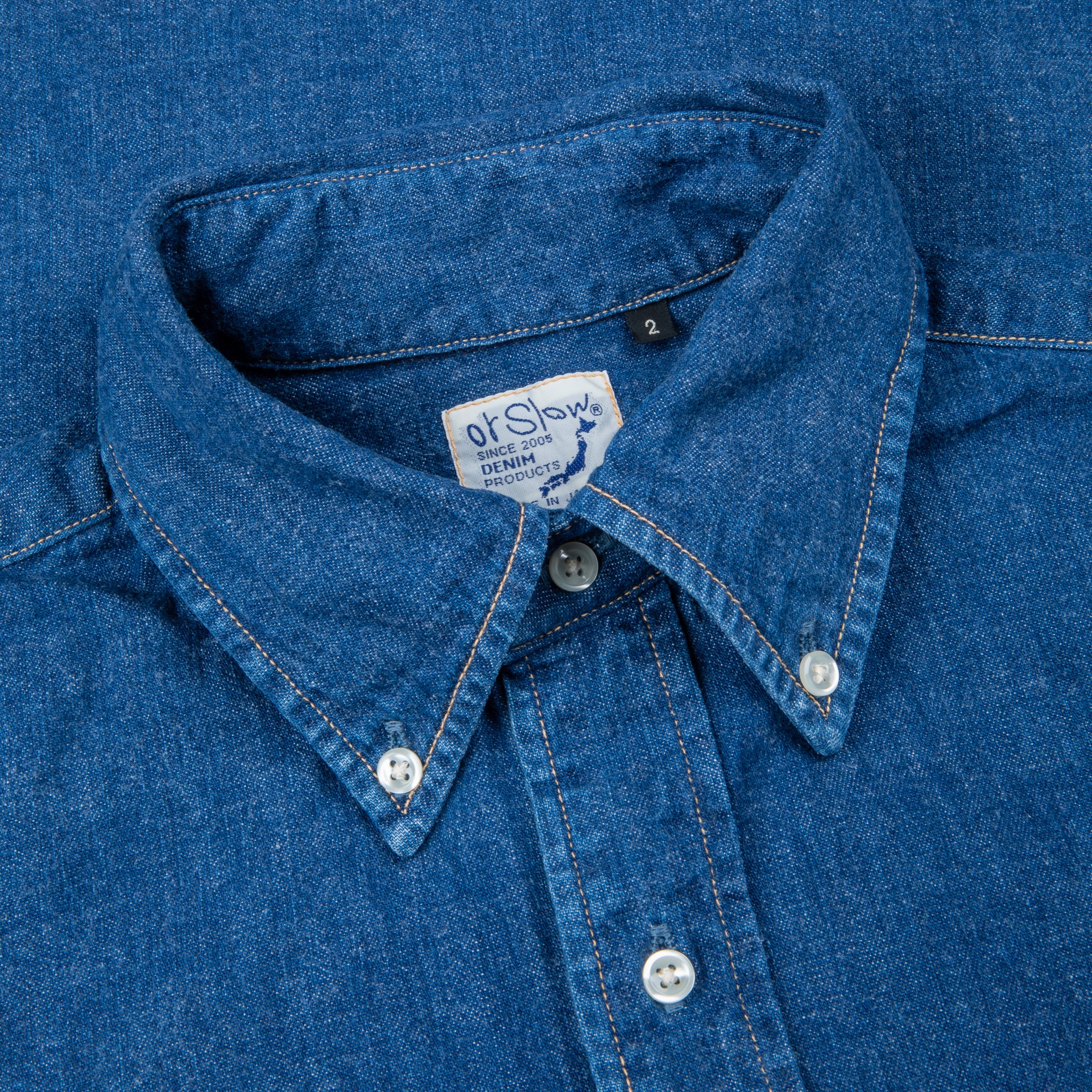 OrSlow Button Down denim shirt 2 year wash