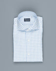 Finamore Milano Shirt Eduardo Collar Alumo Light Blue Triple Check
