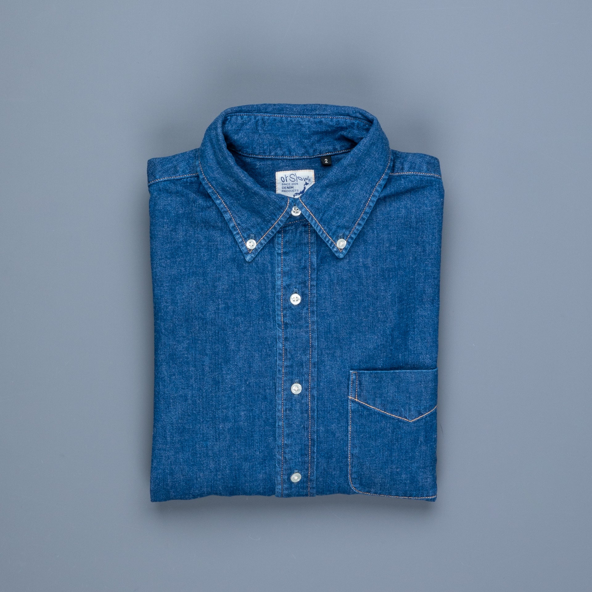 OrSlow Button Down denim shirt 2 year wash