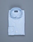 Finamore Gaeta Shirt Pinpoint Oxford Sergio Collar Blue Stripe