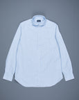 Finamore Gaeta Shirt Pinpoint Oxford Sergio Collar Blue Stripe