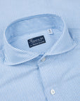 Finamore Gaeta Shirt Pinpoint Oxford Sergio Collar Blue Stripe