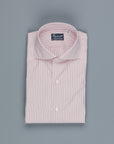 Finamore Napoli Shirt Eduardo Collar Alumo Burgundy Pencil Stripe
