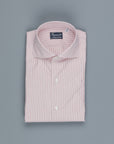 Finamore Milano Shirt Eduardo Collar Alumo Burgundy Pencil Stripe
