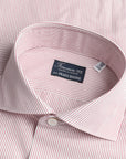 Finamore Napoli Shirt Eduardo Collar Alumo Burgundy Pencil Stripe