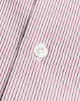 Finamore Milano Shirt Eduardo Collar Alumo Burgundy Pencil Stripe