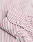 Finamore Napoli Shirt Eduardo Collar Alumo Burgundy Pencil Stripe