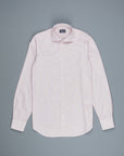 Finamore Milano Shirt Eduardo Collar Alumo Burgundy Pencil Stripe