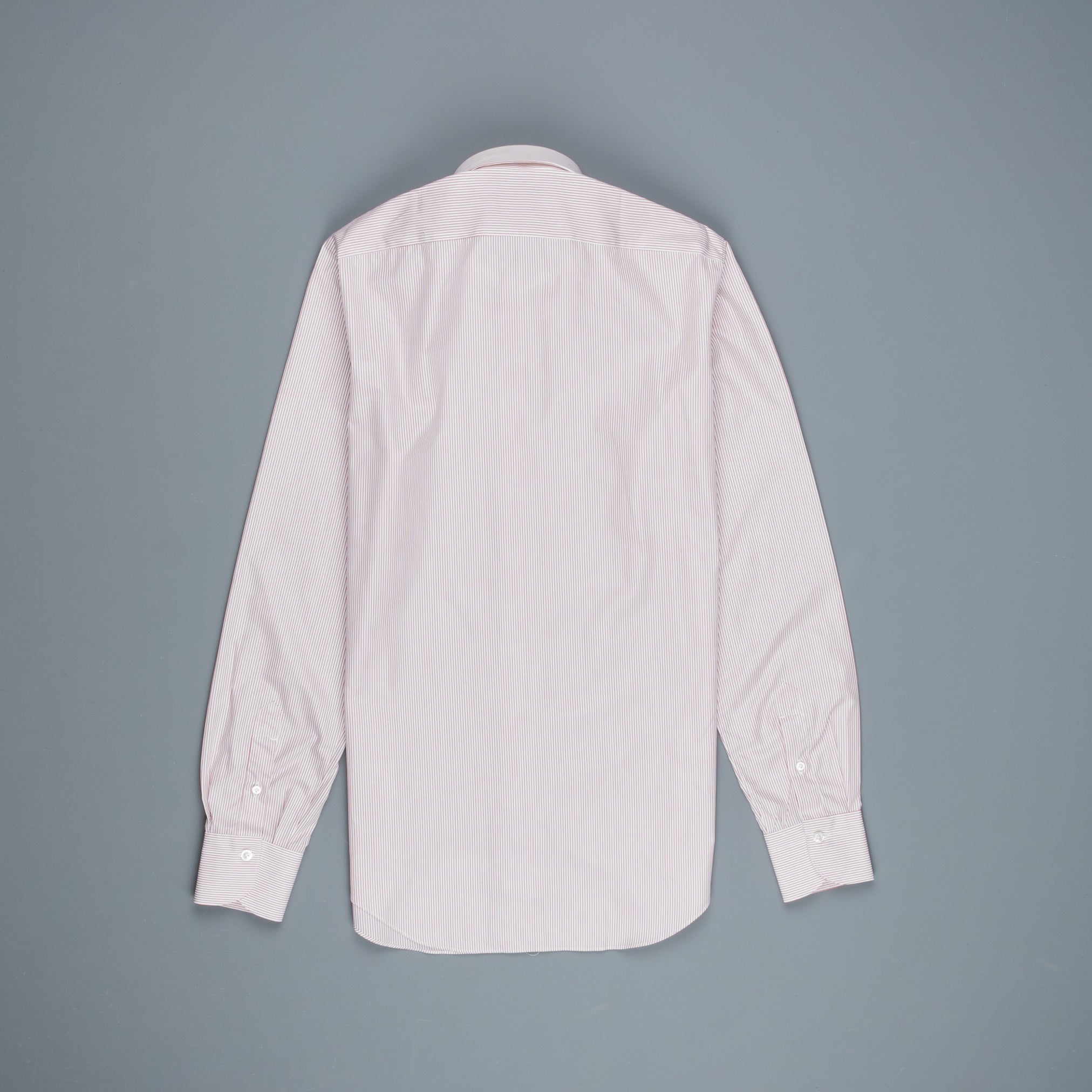 Finamore Milano Shirt Eduardo Collar Alumo Burgundy Pencil Stripe