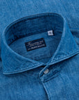 Finamore Gaeta shirt Sergio collar uneven yarn chambray