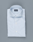 Finamore Milano Shirt Eduardo Collar Alumo Navy Pencil Stripe