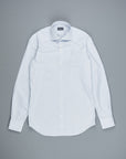 Finamore Milano Shirt Eduardo Collar Alumo Navy Pencil Stripe