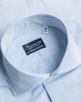 Finamore Napoli Shirt Eduardo Collar Alumo Navy Pencil Stripe