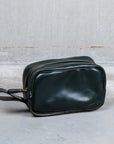 Croots Malton Bridle Leather Wash Bag Racing Green