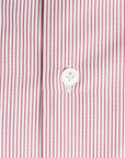 Finamore Napoli Shirt Eduardo Collar Alumo Burgundy Pencil Stripe
