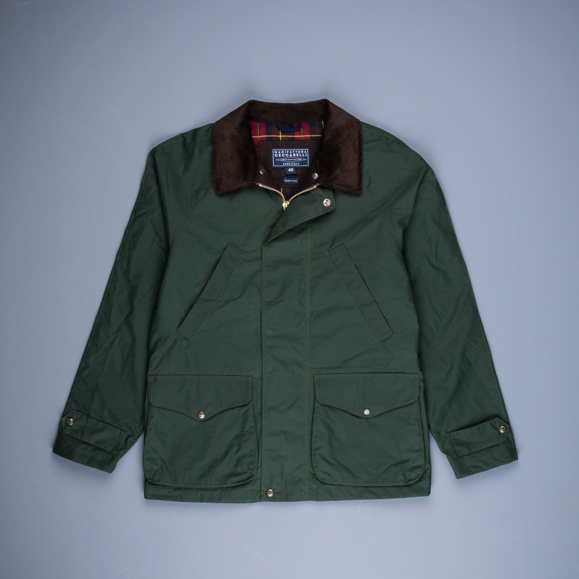 Manifattura Ceccarelli Rain Caban Dry Wax cloth Green – Frans
