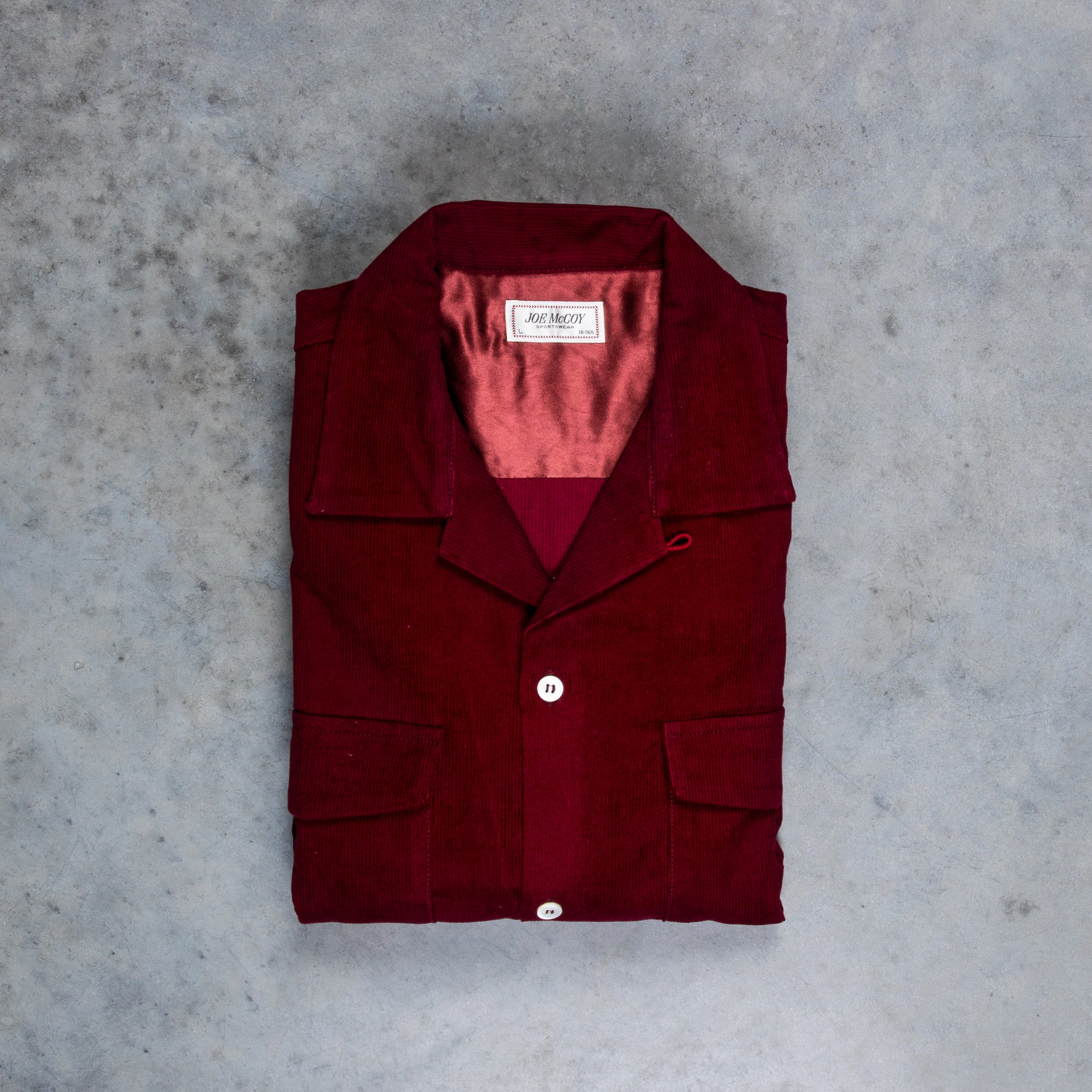 The Real McCoy's Corduroy Open Collar Shirt Burgundy – Frans Boone