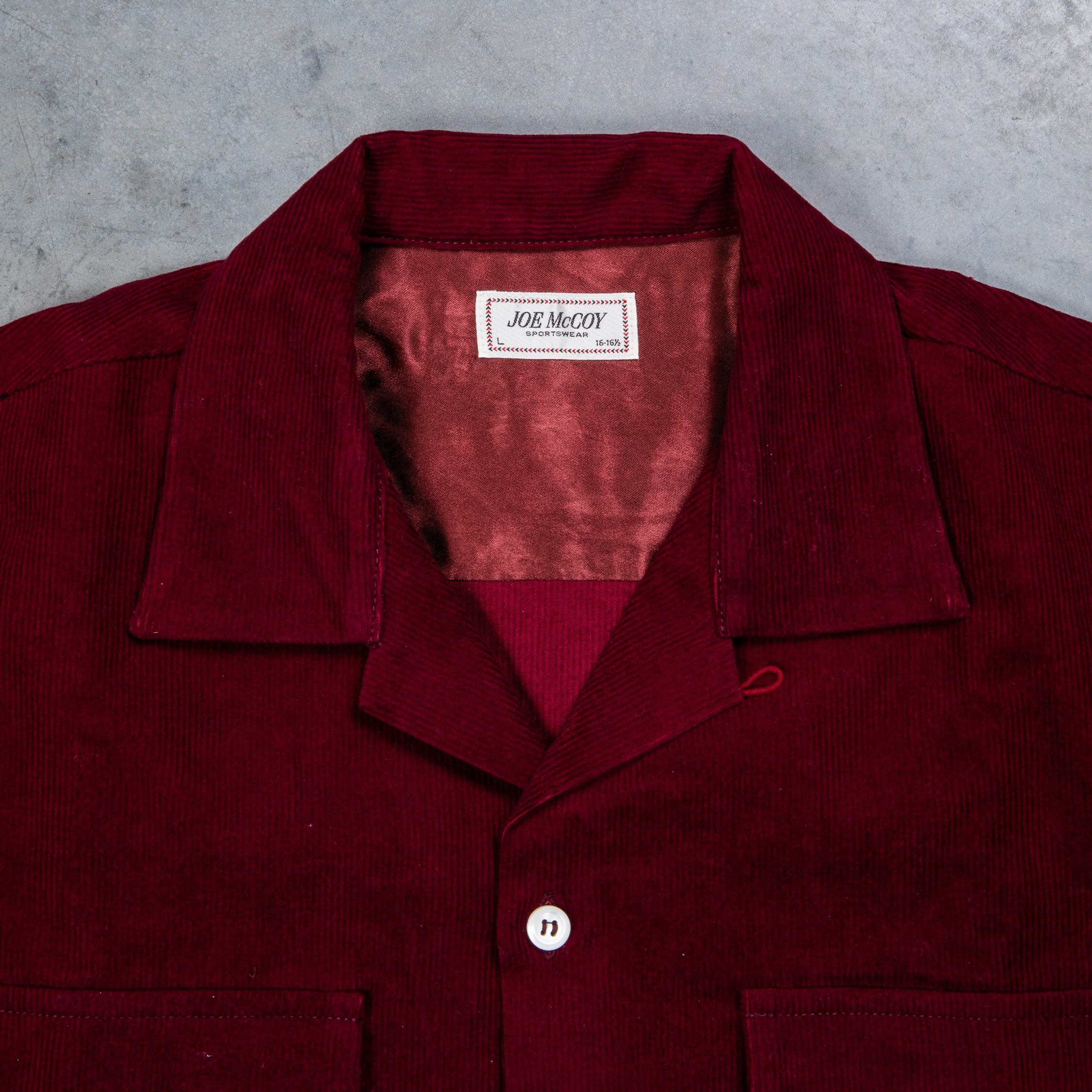 The Real McCoy's Corduroy Open Collar Shirt Burgundy – Frans Boone