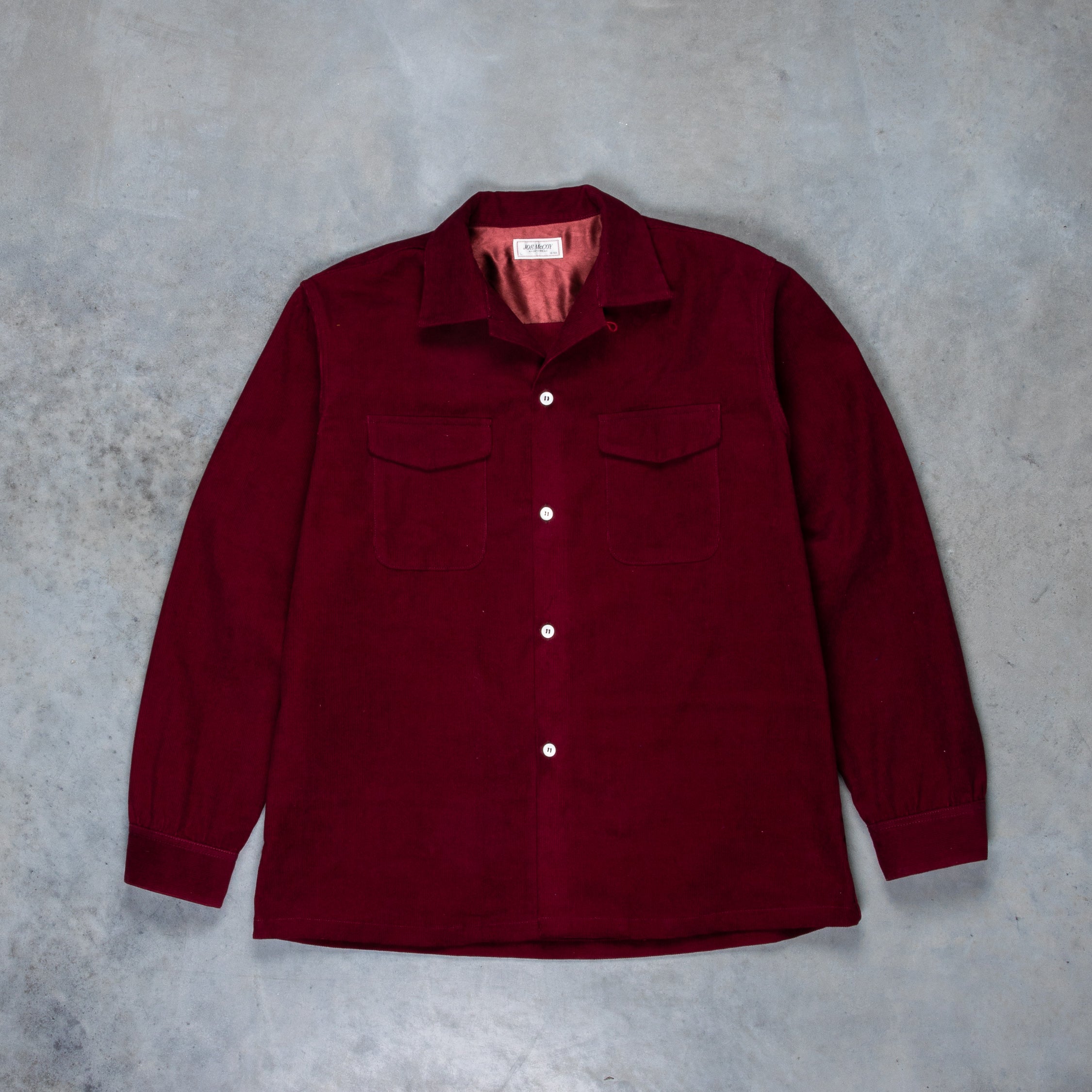 The Real McCoy's Corduroy Open Collar Shirt Burgundy – Frans Boone The Real McCoy's Corduroy Open Collar Shirt Burgundy – Frans Boone