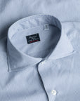 Finamore Napoli Shirt Simone Collar Sea Island Two Tone Navy Blue Stripe