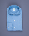 Finamore Gaeta Fit Collo Sergio Chambray Blu Chiaro