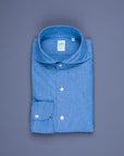 Finamore Gaeta Fit Collo Sergio Chambray Blu Scuro
