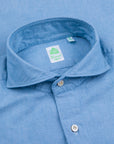 Finamore Gaeta Fit Collo Sergio Chambray Blu Chiaro