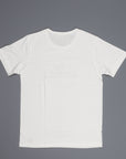 Merz b Schwanen 215 White Crew Neck Tee 1/4 slv. Indigo Print