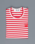 Comme des Garçons PLAY Woman striped tee red heart Red-White