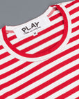 Comme des Garçons PLAY Woman striped tee red heart Red-White