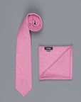 Drake's Cashmere Tie untipped & Pocket Square Match light pink melange
