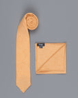 Drake's Cashmere Tie untipped & Pocket Square Match light orange melange
