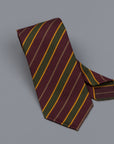Drake's untipped club tie forest green stripe burgundy