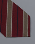 Drake's untipped club tie olive stripe bordeaux