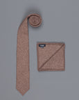 Drake's Cashmere Tie untipped & Pocket Square Match brown melange