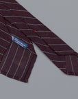 Finamore silk tie untipped burgundy white club stripe