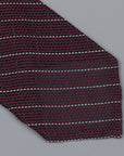 Finamore silk tie untipped burgundy white club stripe
