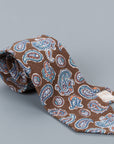 Finamore Wool Silk paisley tie marrone