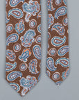 Finamore Wool Silk paisley tie marrone