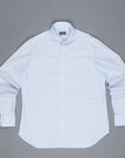 Finamore Gaeta shirt Sergio collar seersucker blue white stripe