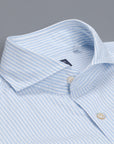 Finamore Tokyo shirt Sergio collar seersucker blue white stripe