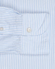 Finamore Tokyo shirt Sergio collar seersucker blue white stripe