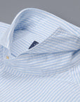 Finamore Tokyo shirt Sergio collar seersucker blue white stripe