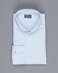 Finamore Tokyo shirt Sergio collar seersucker blue white stripe