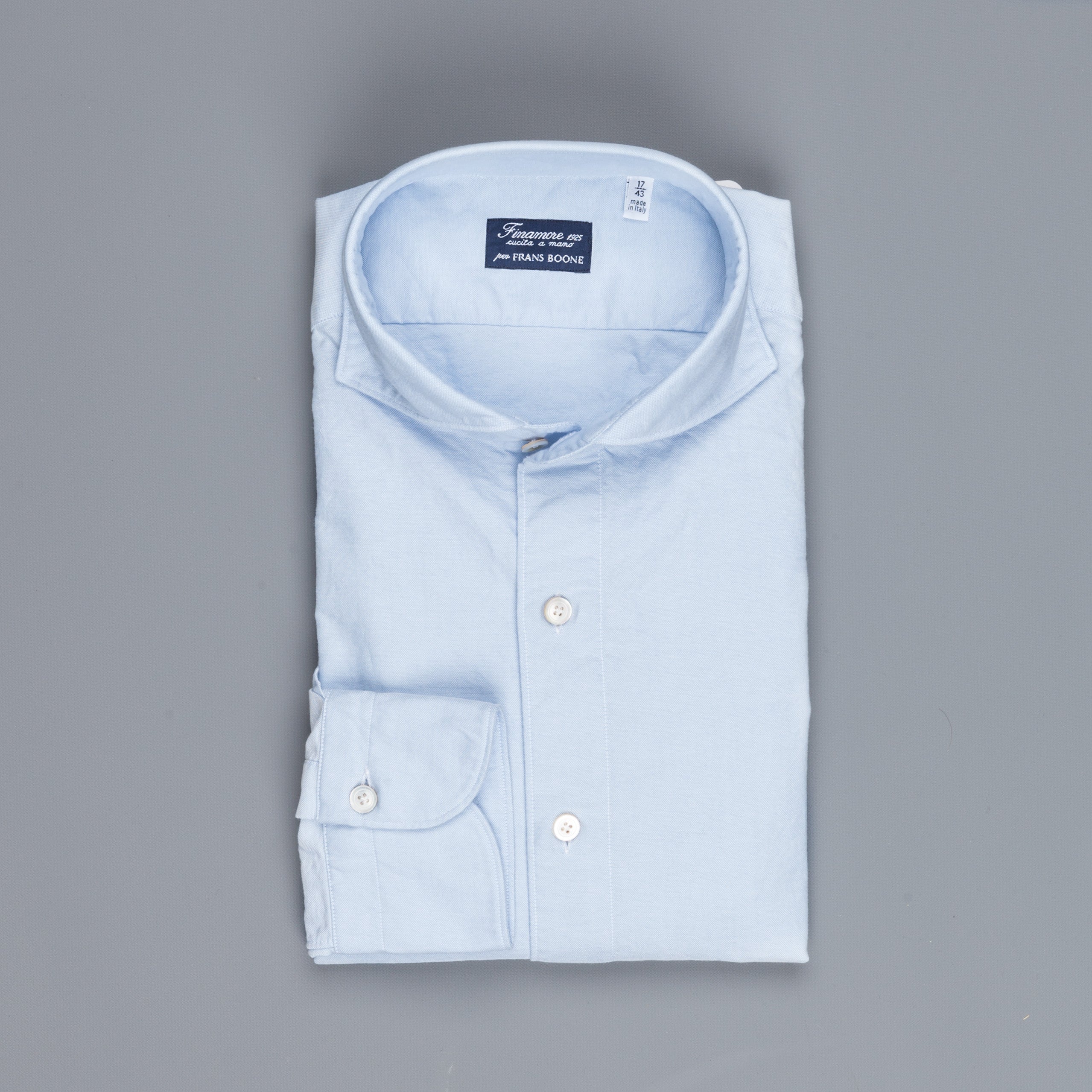 Finamore Gaeta shirt Sergio collar brushed oxford blue