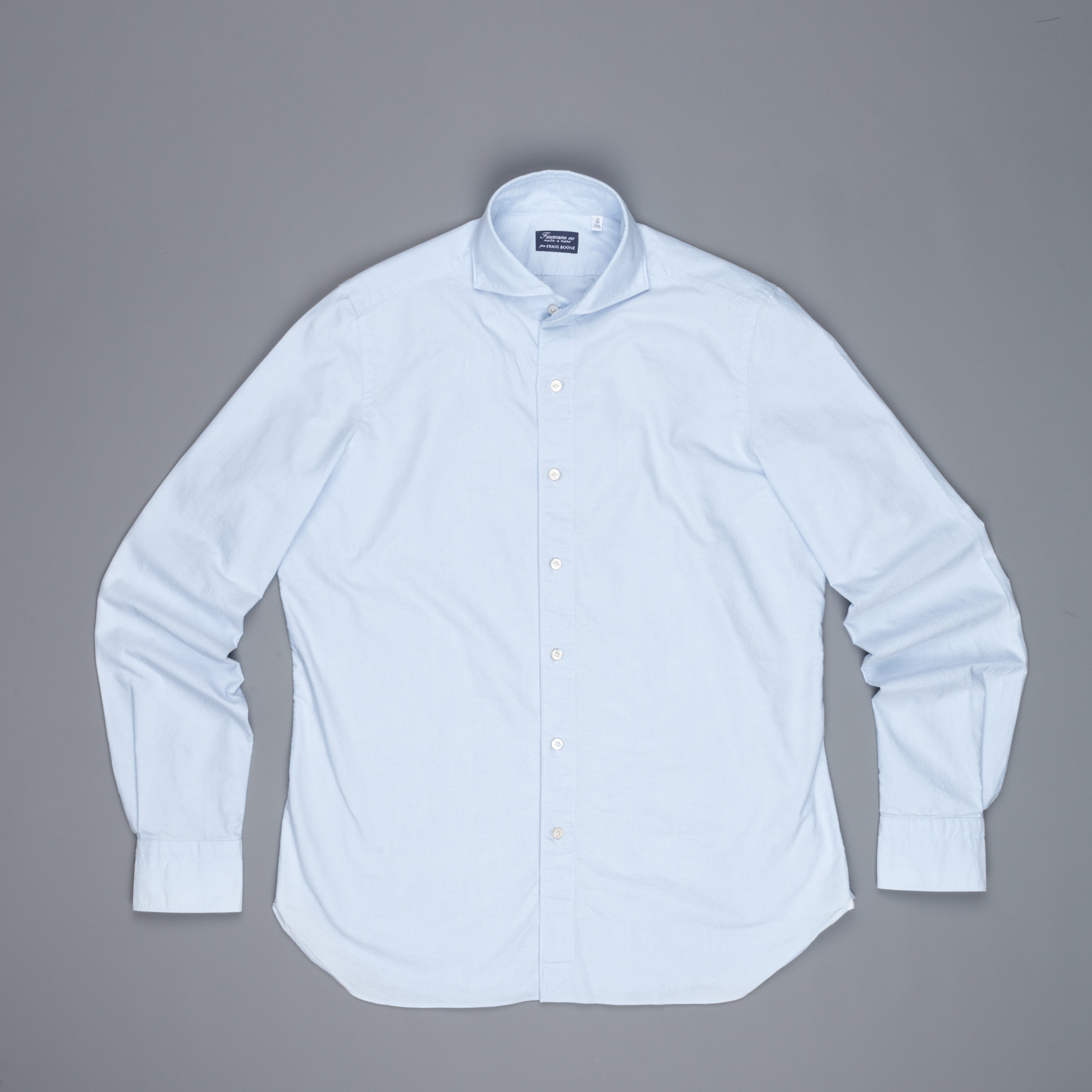 Finamore Gaeta shirt Sergio collar brushed oxford blue