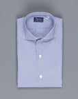 Finamore 'Traveller' Shirt Milano Fit Collar Eduardo Navy Stripe Alumo poplin