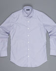 Finamore 'Traveller' Shirt Milano Fit Collar Eduardo Navy Stripe Alumo poplin
