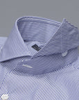 Finamore 'Traveller' Shirt Milano Fit Collar Eduardo Navy Stripe Alumo poplin