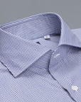 Finamore 'Traveller' Shirt Milano Fit Collar Eduardo Navy Stripe Alumo poplin